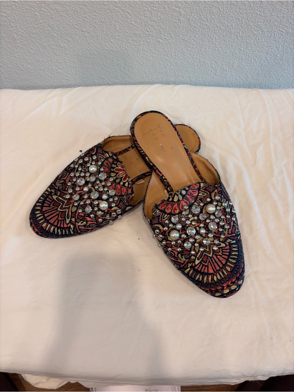 a new day Red and Black Embellished Slip-On Mules